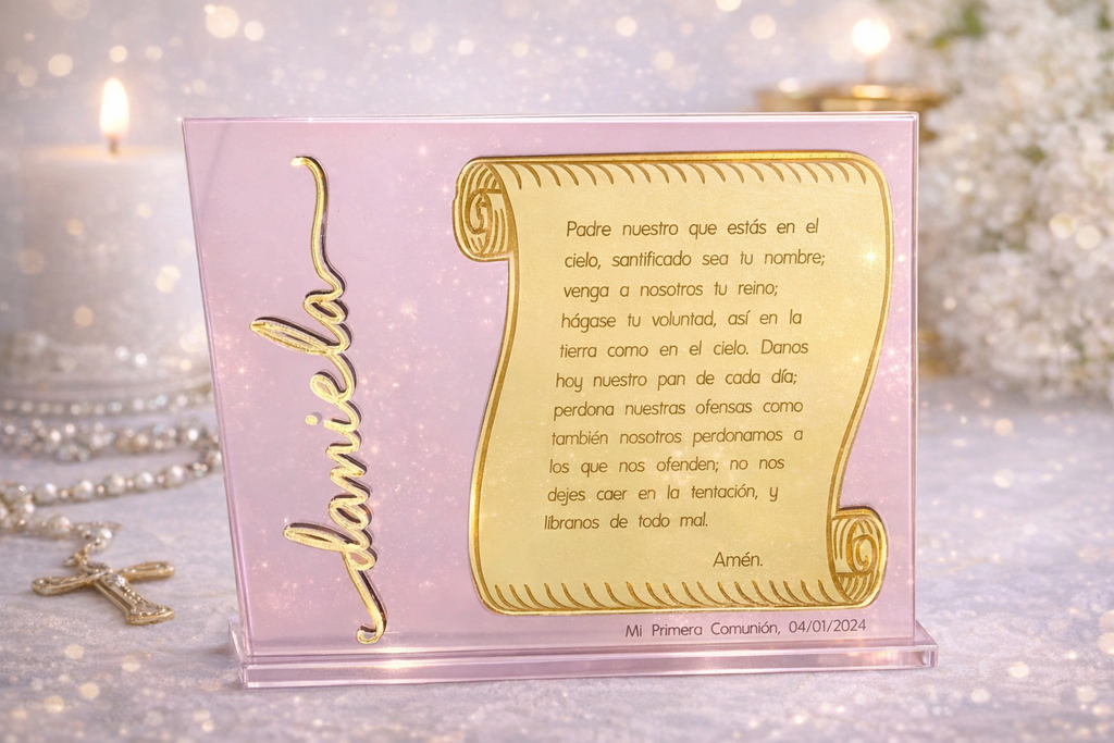 Square Mirrored Acrylic Prayer Keepsake